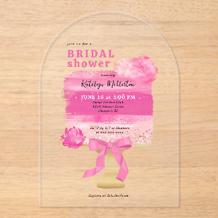 Invitations En Acrylique Fête des mariées de gâteau rose