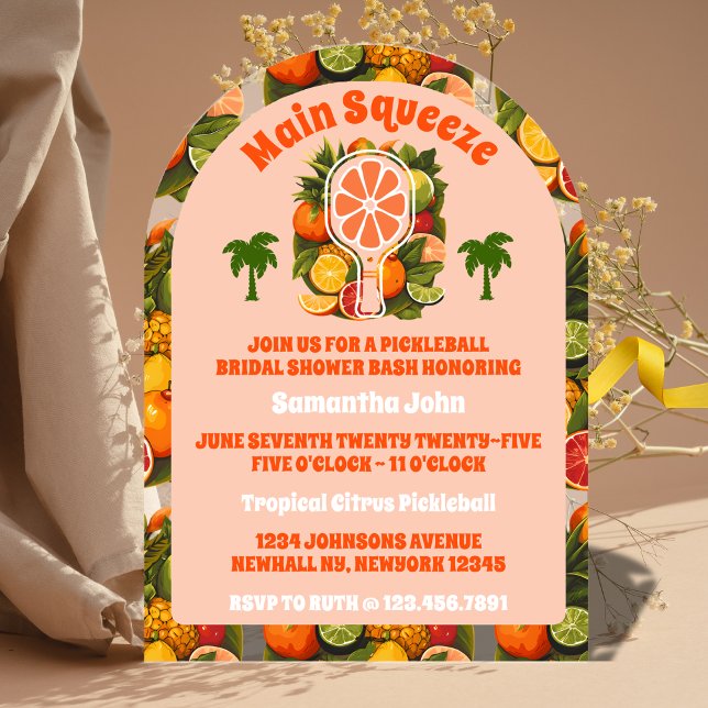 Invitations En Acrylique Fête des mariées de Pickleball de Citrus Tropical (Créateur téléchargé)