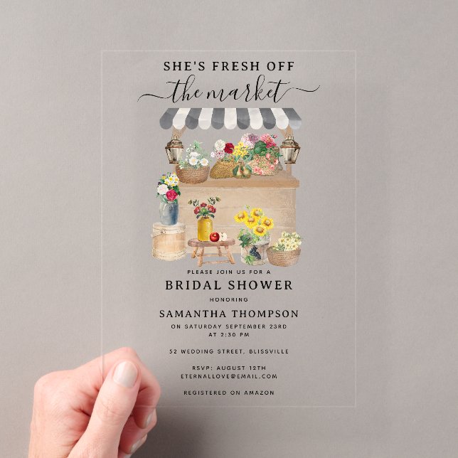 Invitations En Acrylique Fête des mariées du marché aux fleurs des fermiers (In situ (ordinateur de poche))