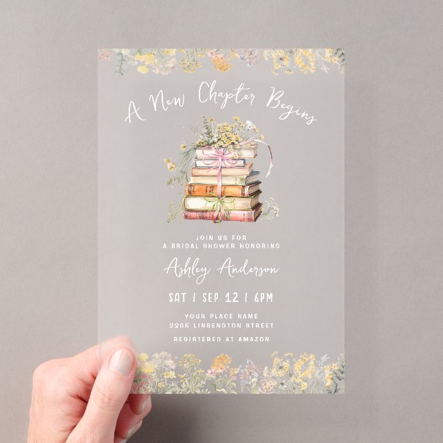 Invitations En Acrylique Fête des mariées du thème du livre (In situ (ordinateur de poche))