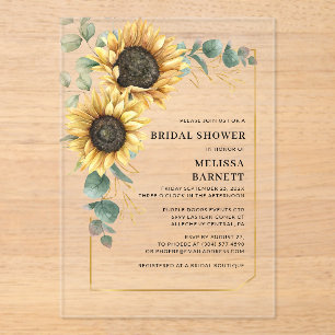 Invitations En Acrylique Fête des mariées florale de tournesol Eucalyptus