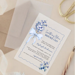 Invitations En Acrylique Fête des mariées minimaliste Dusty Blue Flowers