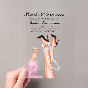 Invitations En Acrylique Fête des mariées Perles et poursuites