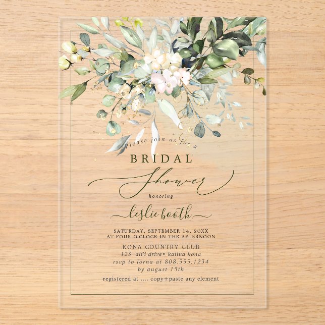 Invitations En Acrylique Fête des mariées PixDezines Gum Eucalyptus (Recto)