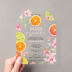 Invitations En Acrylique Fête des mariées principale de taille rose Citrus 
