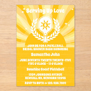 Invitations En Acrylique Fête des mariées Retro Sunshine Pickleball