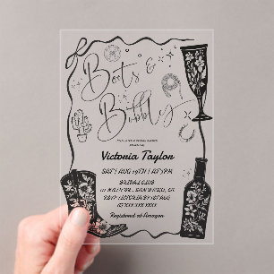 Invitations En Acrylique Fête des mariées Western Boots & Bubbly Bow