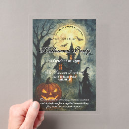 Invitations En Acrylique Fête d'Halloween effrayante - Maison hantée & Citr