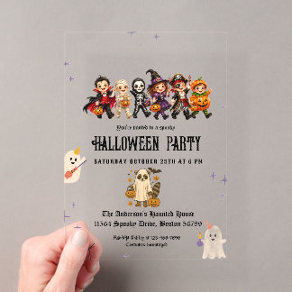 Invitations En Acrylique Fête d'Halloween élégante pour enfants