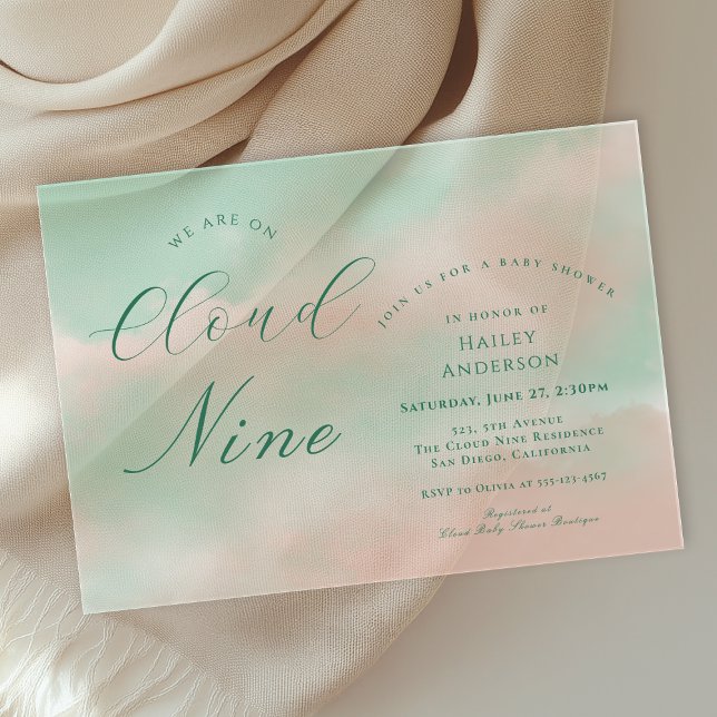 Invitations En Acrylique Fête Élégante Moderne Cloud Nine pour la Naissance (Créateur téléchargé)