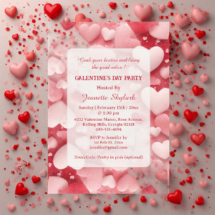 Invitations En Acrylique Fête Galentine's Day Pastel Cœurs Moderne Ivoire