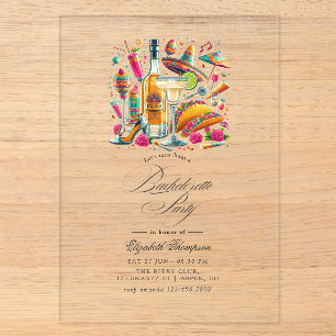 Invitations En Acrylique Fête mexicaine Transparent Fiesta