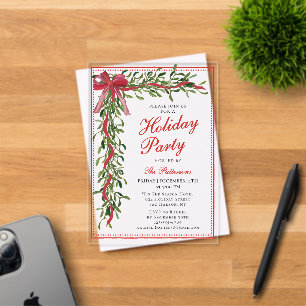 Invitations En Acrylique Fête Mistletoe Bow Fête de Noël moderne