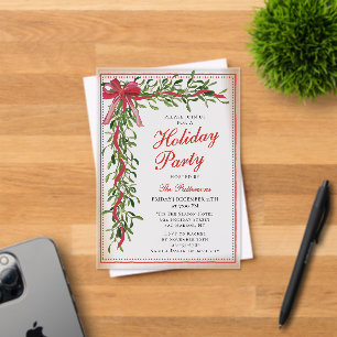 Invitations En Acrylique Fête Mistletoe Bow Fête de Noël moderne