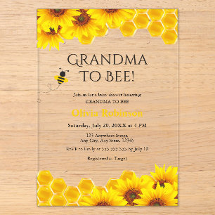Invitations En Acrylique Fête Prénatale Grand-mère à Abeille à Motif de Ruc