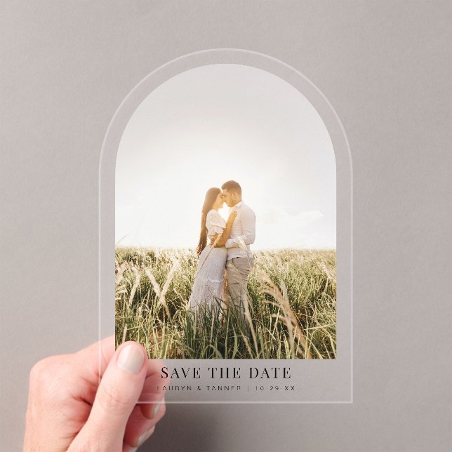 Invitations En Acrylique Fiançailles Photo Mariage Arch Enregistrer La Date (In situ (ordinateur de poche))