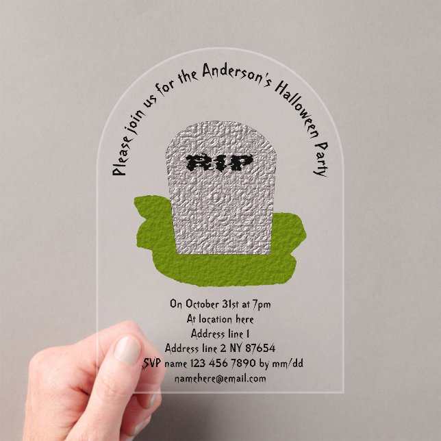 Invitations En Acrylique Fichier Tombstone personnalisé RIP (In situ (ordinateur de poche))