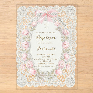 Invitations En Acrylique Fille de baptême