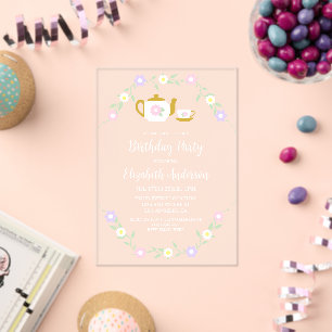 Invitations En Acrylique Fille du thé pour deux 2e anniversaire