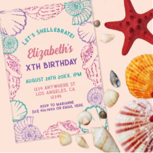 Invitations En Acrylique Filles Coquillages Anniversaire