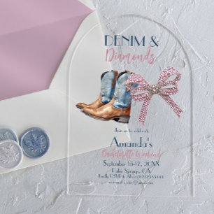 Invitations En Acrylique Fin de semaine de la soirée disco Denim et Diamond