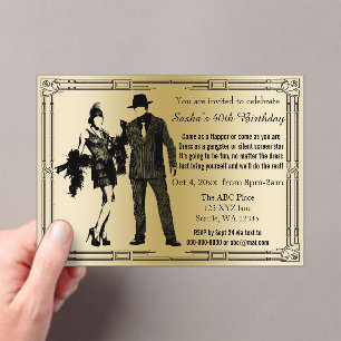 Invitations En Acrylique Flamme art déco des années 20 rugissante fille et