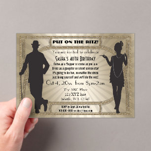 Invitations En Acrylique Flamme art déco des années 20 rugissante fille et