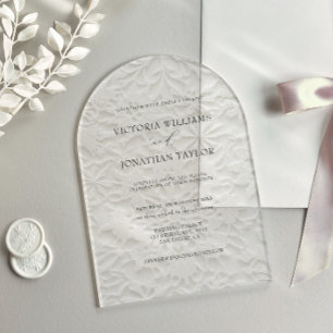 Invitations En Acrylique Flèches de neige florales Mariage blanc