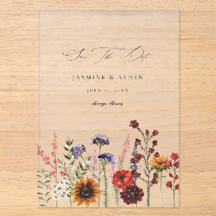 Invitations En Acrylique Fleur de tournesol et fleurs Fleurs sauvages