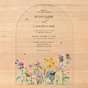 Invitations En Acrylique Fleur sauvage aquarelle Jardin Mariage clair