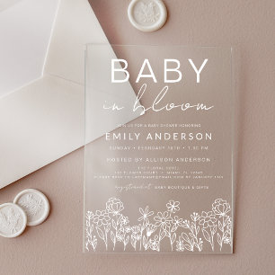 Invitations En Acrylique Fleur sauvage bébé dans le Baby shower en fleurs