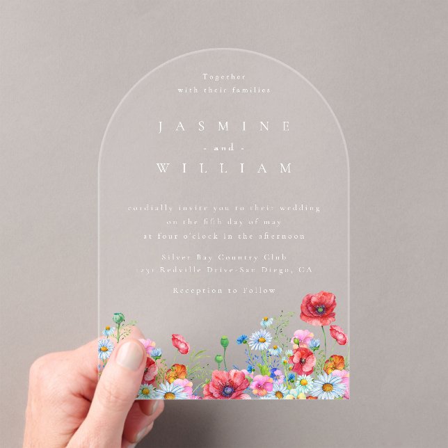 Invitations En Acrylique Fleur sauvage Boho Mariage (In situ (ordinateur de poche))