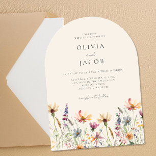 Invitations En Acrylique Fleur sauvage Boho minimaliste Mariage Floral
