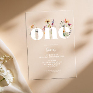 Invitations En Acrylique Fleur sauvage Boho moderne 1er anniversaire