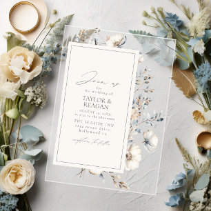 Invitations En Acrylique Fleur Sauvage Délicate Aquarelle Florale ID1102