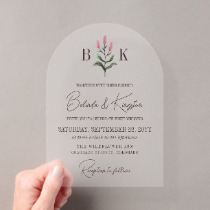 Invitations En Acrylique Fleur sauvage rose Sprig Mariage
