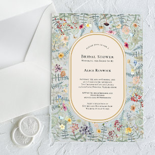 Invitations En Acrylique Fleur sauvage vintage Fern Fête des mariées beige