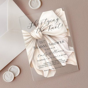 Invitations En Acrylique Fleurs Blanches Elle Noue le Nœud Réception de Mar