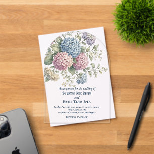 Invitations En Acrylique Fleurs de Hortensia Délicates Mariage