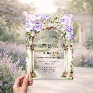 Invitations En Acrylique Fleurs de lavande arch beige anniversaire clair