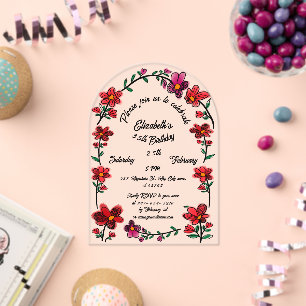 Invitations En Acrylique Fleurs de Whimsical à la frontière 35e fête d'anni