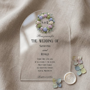 Invitations En Acrylique Fleurs d'hortensia simples Mariage Acrylique