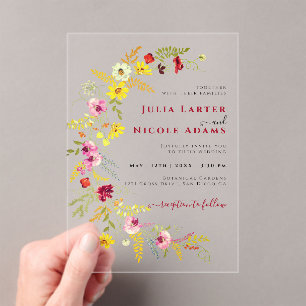 Invitations En Acrylique Fleurs d'orchidées violettes roses Mariage de cour