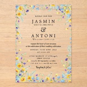 Invitations En Acrylique Fleurs Mariage de feuillage de chute