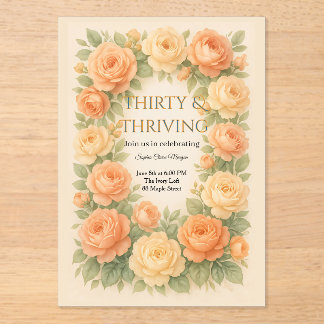Invitations En Acrylique Fleurs pastel en fleurs