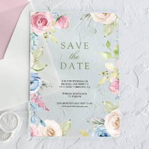 Invitations En Acrylique Fleurs printanières douces pour mariage, carte "sa