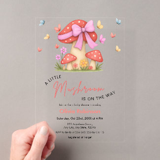Invitations En Acrylique Fleurs Rose Arc-en-ciel Un Petit Champignon Baby S