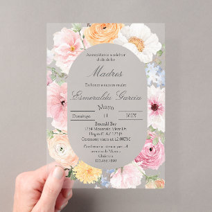 Invitations En Acrylique Fleurs roses pour la fête des mères