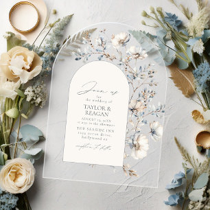 Invitations En Acrylique Fleurs Sauvages Délicates Aquarelle Arche Mariage