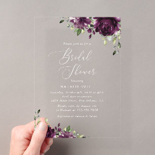 Invitations En Acrylique Fleurs violettes, fleurs de prunier, Bohème, Lance